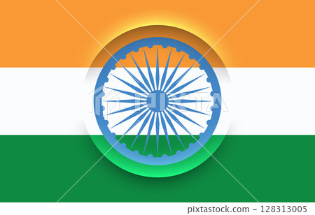 Indian flag theme background, shadow cut line for India Republic day, Independence day. Vector minimalistic graphic banner design. 15 August, 26 January. Holiday poster, invitation, flyer Indian flag theme background, shadow cut line for India Republic day, Independence day. Vector minimalistic graphic banner design. 15 August, 26 January. Holiday poster, invitation, flyer 128313005