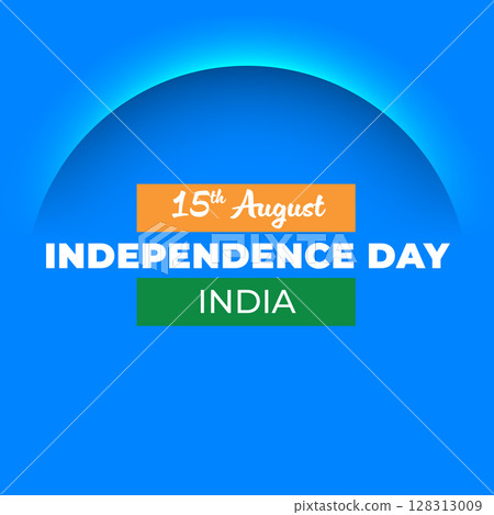 Square social media post template for India Independence day with blue background, shadow cut line. Vector holiday minimalistic graphic banner design. 15 August Independence Day India text Square social media post template for India Independence day with blue background, shadow cut line. Vector holiday minimalistic graphic banner design. 15 August Independence Day India text 128313009