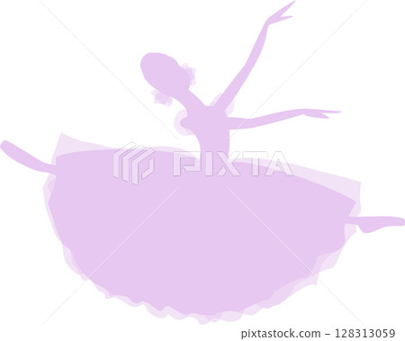 芭蕾舞女星跳舞芭蕾淺紫色剪影 128313059