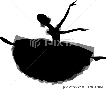 Ballerina dancing ballet black silhouette 128313061