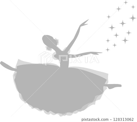 Ballerina dancing ballet gray silhouette Ballerina dancing ballet gray silhouette 128313062