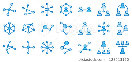 Network icon connection connected people business blue light blue set Network icon connection connected people business blue light blue set 128313150