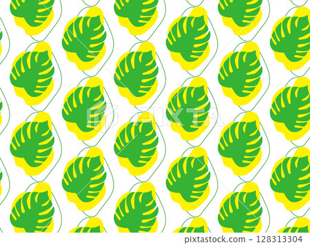 Seamless pattern with repeating silhouettes of monstera leaves on isolated background Seamless pattern with repeating silhouettes of monstera leaves on isolated background 128313304