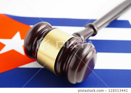 Cuba flag with black stethoscope, Business and finance concept. 128313441