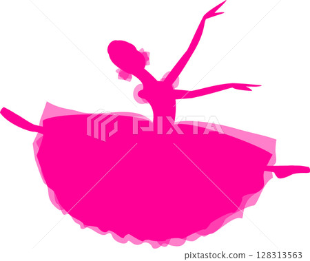 Ballerina dancing ballet rose colored silhouette Ballerina dancing ballet rose colored silhouette 128313563