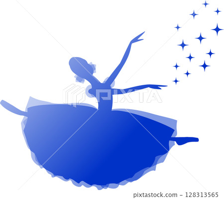 芭蕾舞女星跳舞芭蕾藍色漸層剪影 128313565