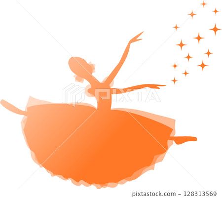 Ballerina dancing ballet Orange gradient silhouette 128313569