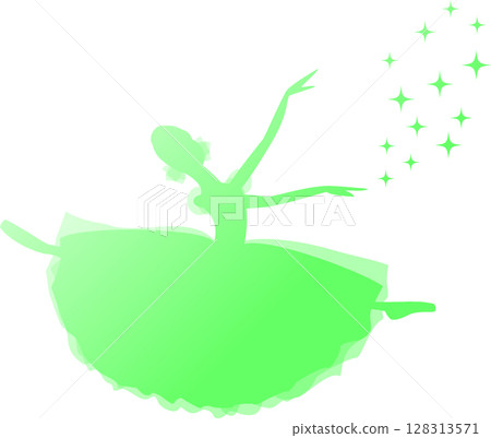 芭蕾舞女星跳芭蕾舞,黃綠色漸層輪廓 芭蕾舞女星跳芭蕾舞,黃綠色漸層輪廓 128313571