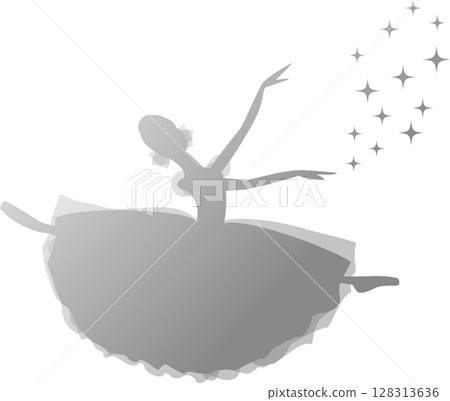 Ballerina dancing ballet, gray gradation silhouette 128313636