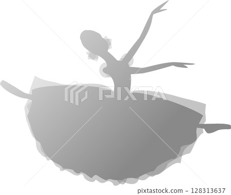 Ballerina dancing ballet, gray gradation silhouette 128313637