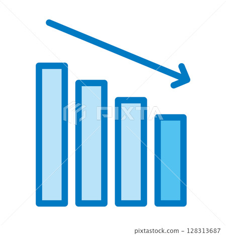 Graph Single Decline Down Arrow Down Blue Graph Single Decline Down Arrow Down Blue 128313687
