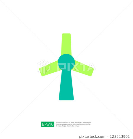 Geometric Icon of a Wind Turbine as a Symbol of Renewable Energy and Sustainable Farming Practices 128313901