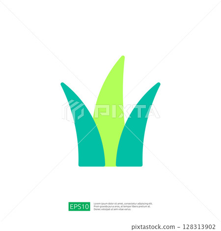 Stylized Icon Representing Fresh Green Grass Shaped to Symbolize Agricultural Growth and Vitality in Farming Context 128313902