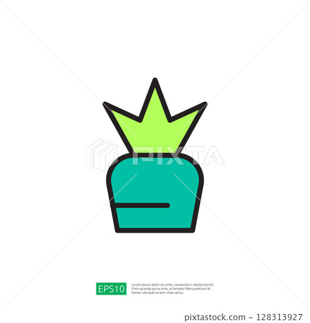 Stylized Green Plant Icon Representing Farming and Agricultural Growth in Minimalist Design 128313927