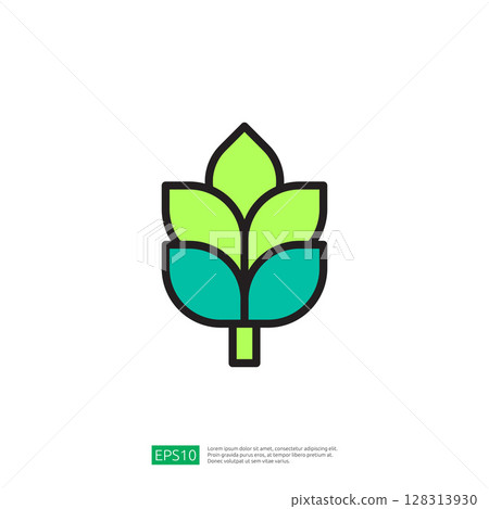 Green Farming Icon Representing Sustainable Agriculture and Growth in Nature 128313930