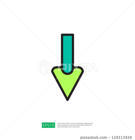 Stylized Icon of a Garden Trowel in Vibrant Green and Teal Colors Symbolizing Farming and Gardening Activities 128313938