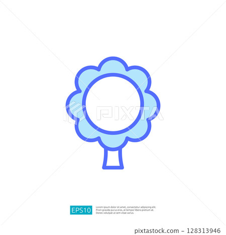 Simple Blue Tree Icon Representing Nature and Growth in a Minimalist Style Simple Blue Tree Icon Representing Nature and Growth in a Minimalist Style 128313946