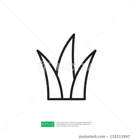 Minimalist Icon of Grass Symbolizing Farming and Agriculture in a Sustainable Environment Minimalist Icon of Grass Symbolizing Farming and Agriculture in a Sustainable Environment 128313997