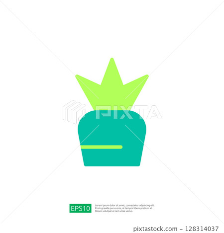 Stylized Icon of a Succulent Plant with Green Leaves in a Minimalist Graphic Design Stylized Icon of a Succulent Plant with Green Leaves in a Minimalist Graphic Design 128314037