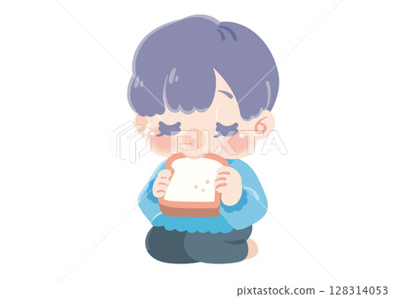 一個吃麵包的男孩 128314053