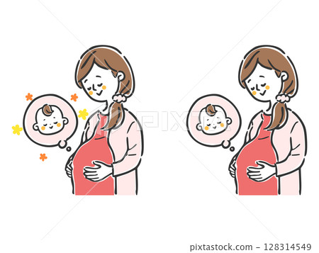 孕婦和嬰兒的上半身向量 128314549