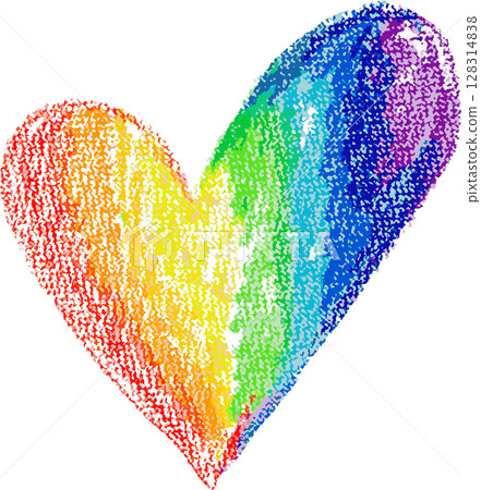 Chalk Drawn Rainbow Heart Child Illustration 128314838