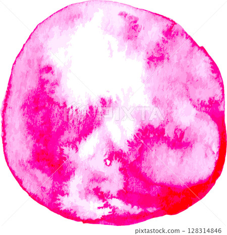 Hand Drawn Watercolor Texture Pink Round Banner 128314846