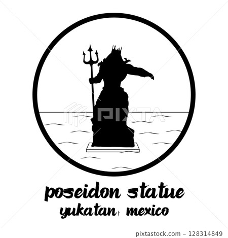 Circle Icon Poseidon Statue. Vector illustration Circle Icon Poseidon Statue. Vector illustration 128314849