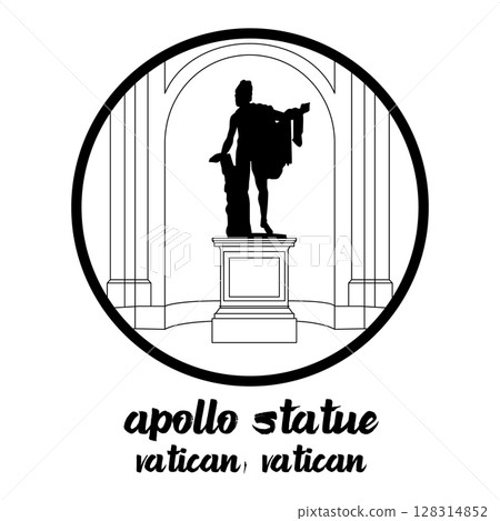 Circle Icon Apollo Statue. Vector illustration 128314852