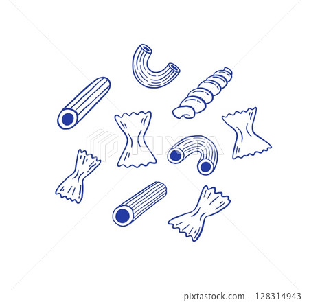 Set of hand drawn pasta vector illustration. Italian food clipart Set of hand drawn pasta vector illustration. Italian food clipart 128314943