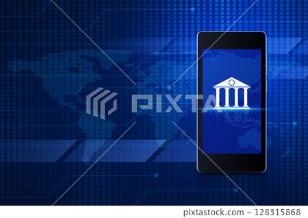 Mobile banking concept, Elements of this image furnished by NASA 128315868