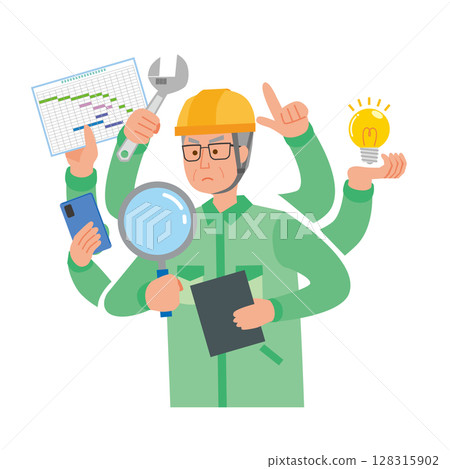 Elderly veteran worker 128315902