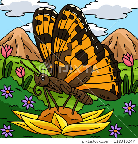 Insect Painted Lady Butterfly Animal Colored Insect Painted Lady Butterfly Animal Colored 128316247