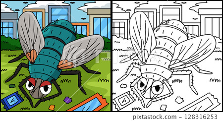 Insect Blow Fly Animal Colored Illustration Insect Blow Fly Animal Colored Illustration 128316253