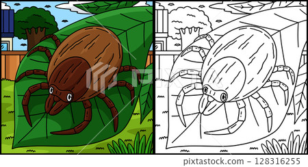 Insect Tick Animal Colored Cartoon Illustration  128316255