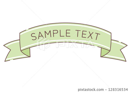 Green cute hand drawn ribbon illustration 128316534