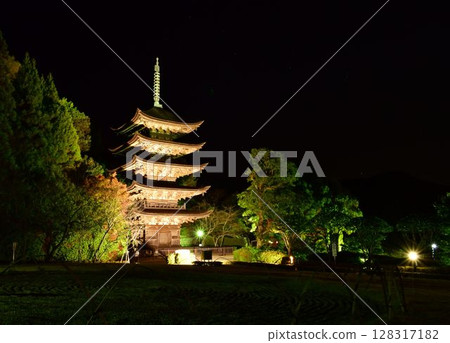 Rurikoji Temple 5 stories and autumn leaves Rurikoji Temple 5 stories and autumn leaves 128317182
