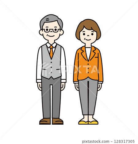 一組簡單的全身插圖,描繪的是辦公室工作的老年男女_vector_color 一組簡單的全身插圖,描繪的是辦公室工作的老年男女_vector_color 128317305