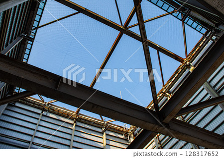 Inside the giant rooftop sign of a commercial facility 128317652