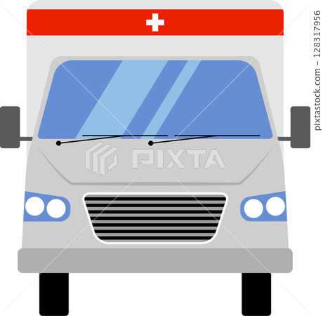 Illustration of an ambulance seen from the front Illustration of an ambulance seen from the front 128317956