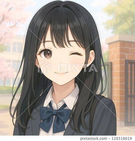 Cute illustration of fluffy girls, female students 128318019