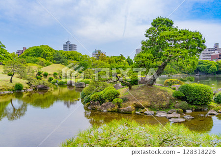 (Kumamoto Prefecture) Suizenji Jojuen Garden under a clear sky 128318226