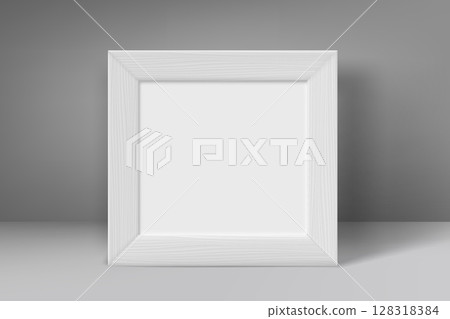Blank grey wood frame with white paper. 3d vector mockup 128318384
