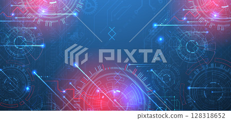 Abstract background. Scientific and technological concept with the use of technical elements formed in the shape of a circle. Abstract background. Scientific and technological concept with the use of technical elements formed in the shape of a circle. 128318652