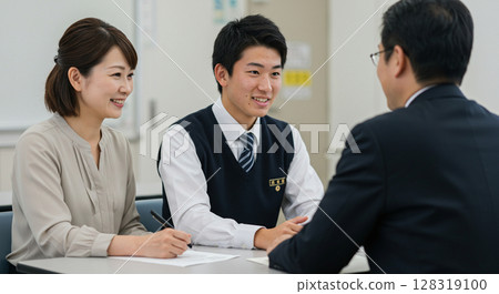 正在接受訪問的男高中生 128319100