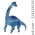 Brachiosaurus watercolor silhouette 128319210