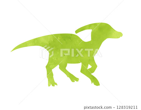 Parasaurolophus watercolor silhouette 128319211