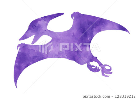 Watercolor silhouette of a Pteranodon 128319212