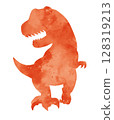 Watercolor silhouette of a Tyrannosaurus 128319213