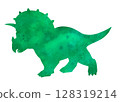 Triceratops watercolor silhouette 128319214